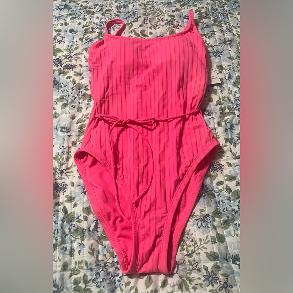Vibrant Pink One-Piece Swimsuit Women Time And Tru Swimsuit Size (S)(4-6)